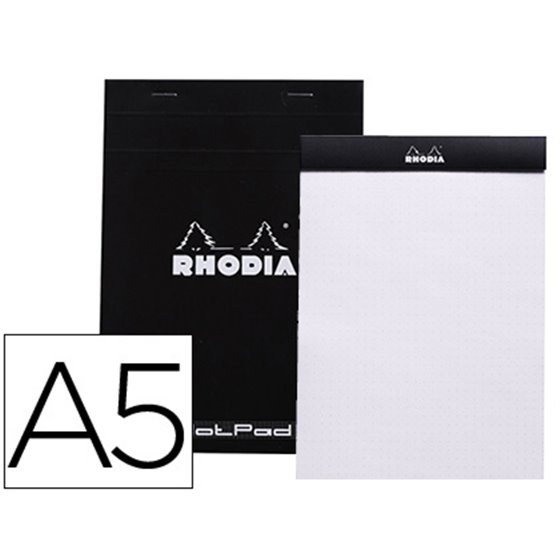 Bloc Nota Rhodia Black Dot Pad Din A5 80 Hojas 80 G/M2 Liso Con Puntos Negros 5 Mm Perforado