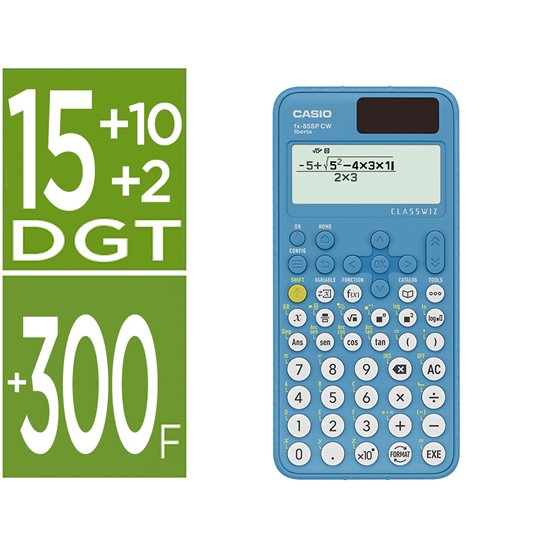 Calculadora Casio Fx-85Sp Cw Iberia Solar Cientifica +300 Funciones 9 Memorias 15+10+2 Digitos 16 Mb Flash Con Tapa