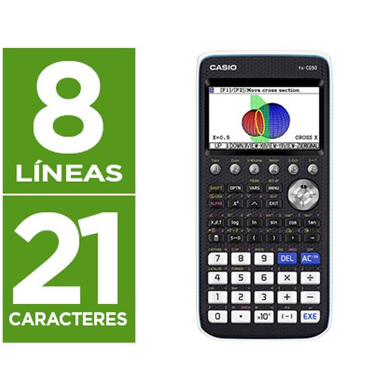 Calculadora Casio Fx-Cg50 Cientifica Grafica 8 Lineas 21 Caracteres Pantalla Color 3D Memoria 16 Mb Conexion Usb