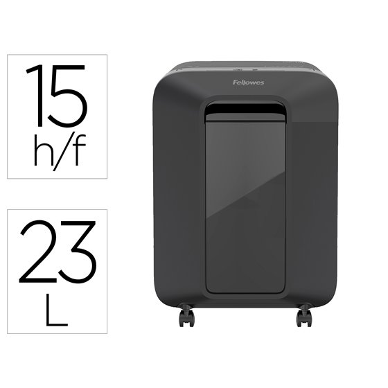 Destructora De Documentos Fellowes Lx201 Capacidad De 12H Seguridad P5 Grapas Clips Y Tarjetas 23 Litros Negra