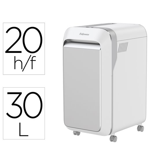 Destructora De Documentos Fellowes Lx221 Capacidad De Corte 20H Seguridad P5 Clips Grapas Y Tarjetas 30L Blanca
