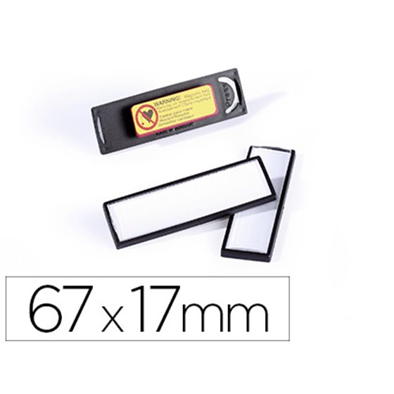 Identificador Portanombre Durable Pvc Antiarañazos Con Iman Y Efecto Lupa Color Negro 67X17 Mm