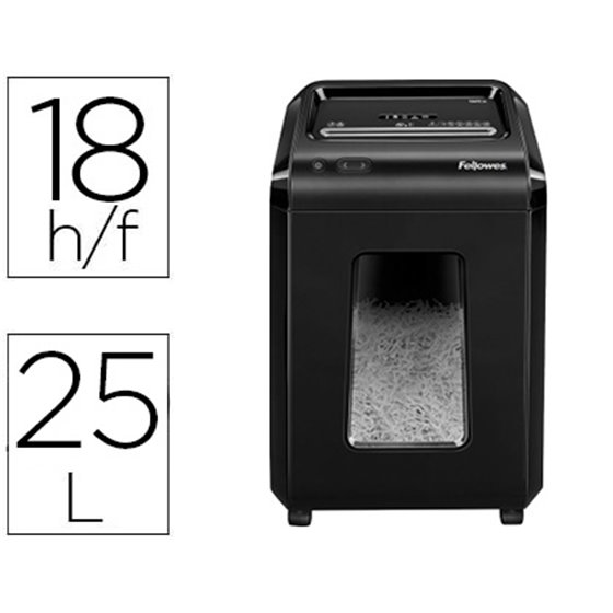 Destructora De Documentos Fellowes 92Cs Capacidad 18 Hojas Seguridad P4 Papelera 25 L Destruye Grapas Clips Cd