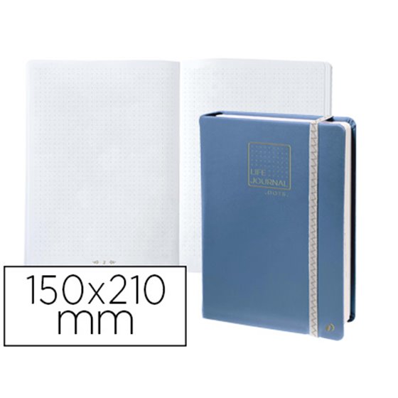 Libreta Quo Vadis Life Journal Infinite Dots Puntos 15X21 Cm 224 Hojas Tapa Similpiel Azul