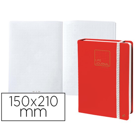Libreta Quo Vadis Life Journal Infinite Dots Puntos 15X21 Cm 224 Hojas Tapa Similpiel Rojo