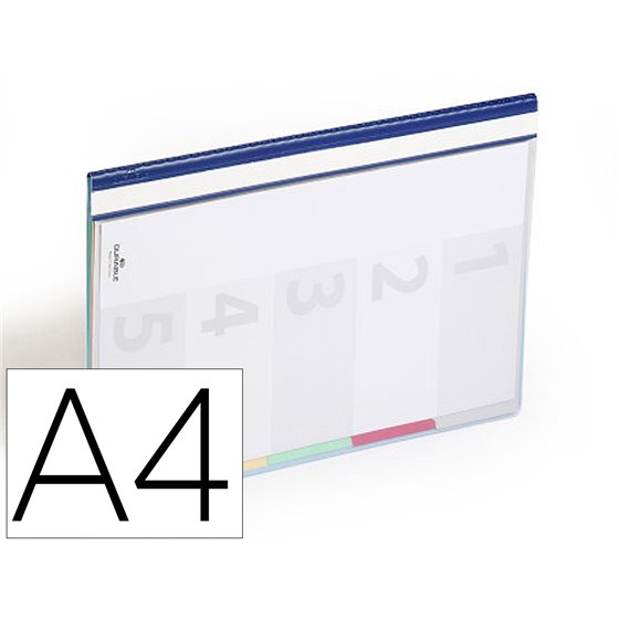 Carpeta Dossier Fastener Plastico Duraclip Din A4 Con 5 Separadores E Indice Lomo Color Azul