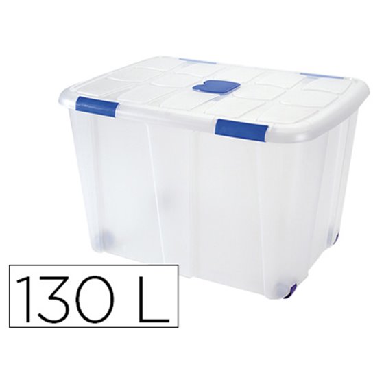 Contenedor Plastico Plasticforte 130 Litros N 16 Transparente Con Tapa 480X740X540 Mm