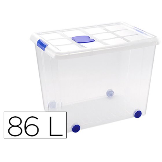 Contenedor Plastico Plasticforte 86 Litros N 8 Transparente Con Tapa 470X620X450 Mm