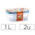 Fiambrera Plasticforte Transparente Tapa Color 1 Litros Pack 2 Unidades