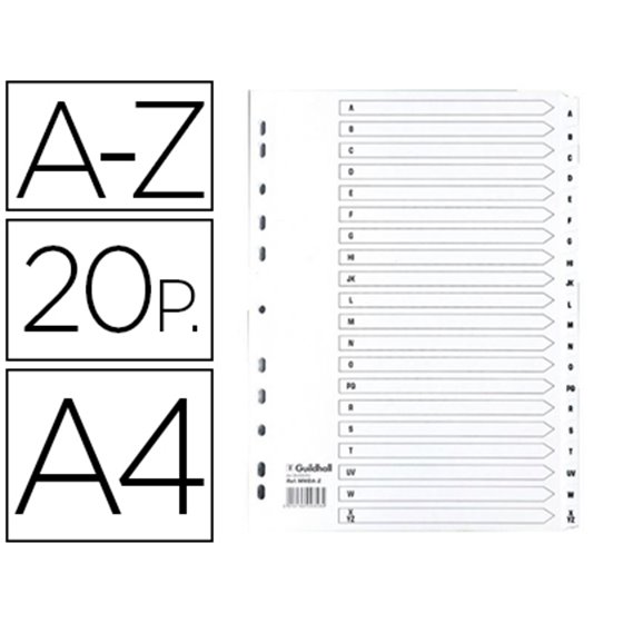 Separador Exacompta Cartulina Blanca A-Z Juego De 20 Separadores Din A4 11 Taladros