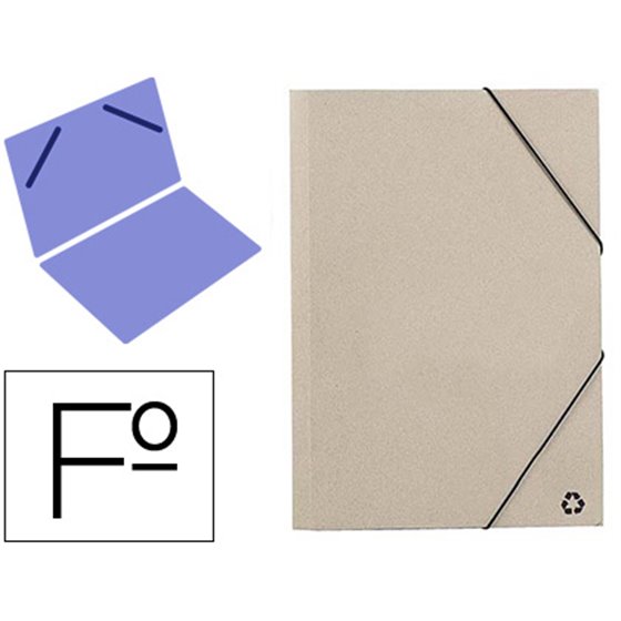 Carpeta Mariola Gomas Folio 3 Sencilla Carton Ecologico Color Gris
