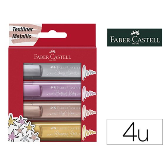Rotulador Faber Fluorescente Texliner 46 Color Metalico Estuche 4 Unidades Colores Surtidos