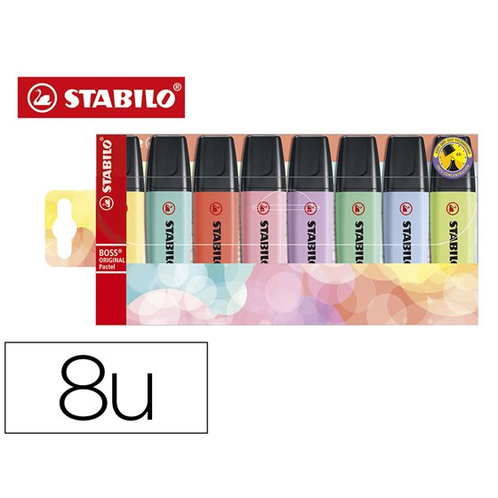 Rotulador Stabilo Boss Fluorescente 70 Pastel Estuche De 8 Unidades Colores Surtidos