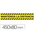 Cinta Adhesiva De Señalizacion Mantenga La Distancia De Seguridad Pvc 165 Mc 450X80 Mm