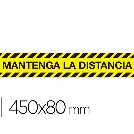 Cinta Adhesiva De Señalizacion Mantenga La Distancia De Seguridad Pvc 165 Mc 450X80 Mm