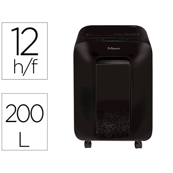 Destructora De Documentos Fellowes Lx-200 Capacidad De Corte 12 H Seguridad P4 Destruye Grapas Clips Y