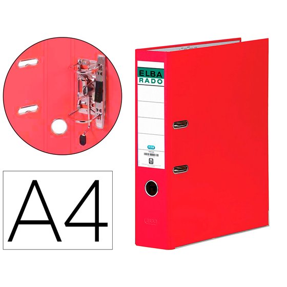 Archivador De Palanca Elba Chic Carton Forrado Pvc Con Rado Din A4 Lomo De 80 Mm Rojo
