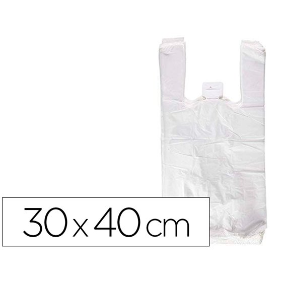 Bolsa Camiseta Reciclada 70% Blanca 50 Mc 30X40 Cm Apta Legislacion De Bolsas 2021