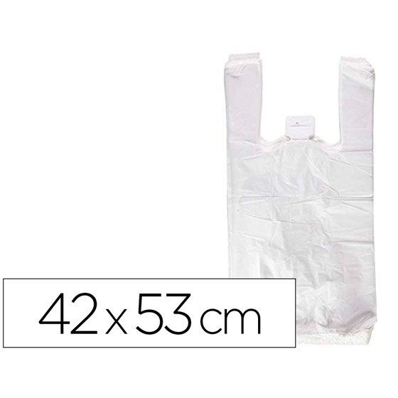 Bolsa Camiseta Reciclada 70% Blanca 50 Mc 42X53 Cm Apta Legislacion De Bolsas 2021