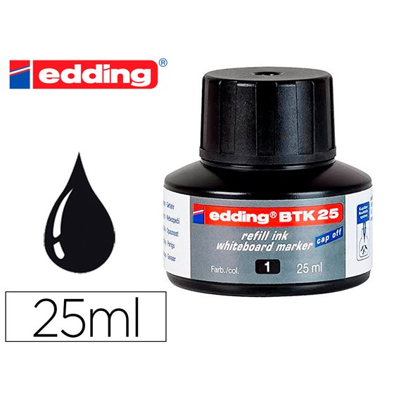 Tinta Rotulador Edding Pizarra Blanca Btk-25 Color Negro Bote 25 Ml