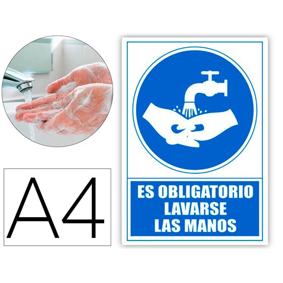 Pictograma Archivo 2000 Obligatorio Lavarse Las Manos Pvc Color Azul 210X297 Mm