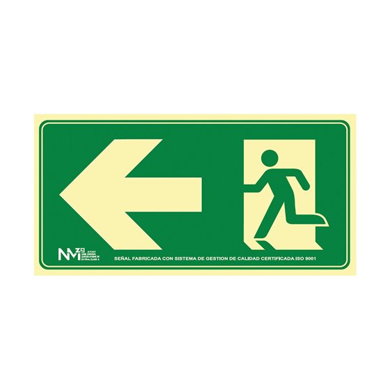 Pictograma Archivo 2000 Salida De Emergencia Izquierda Pvc Verde Luminiscente 160X320 Mm