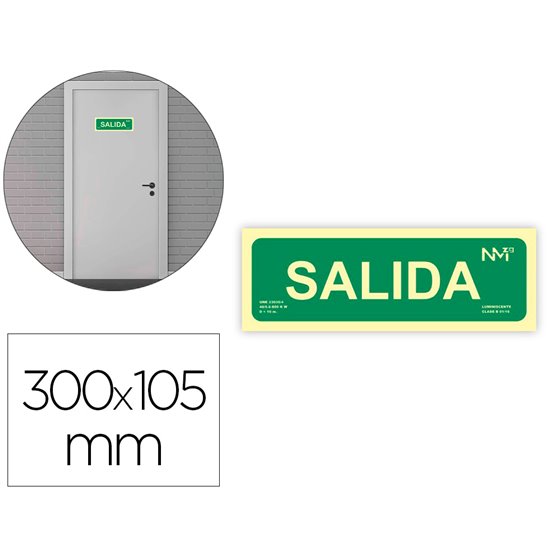 Pictograma Archivo 2000 Salida Pvc Verde Luminiscente 300X105 Mm Pack De 2 Unidades