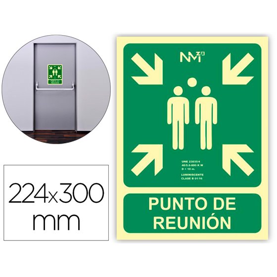 Pictograma Archivo 2000 Punto De Reunion Pvc Verde Luminiscente 224X300 Mm