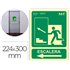 Pictograma Archivo 2000 Salida Emergencia Escalera Sube Izquierda Pvc Verde Luminiscente 224X300 Mm
