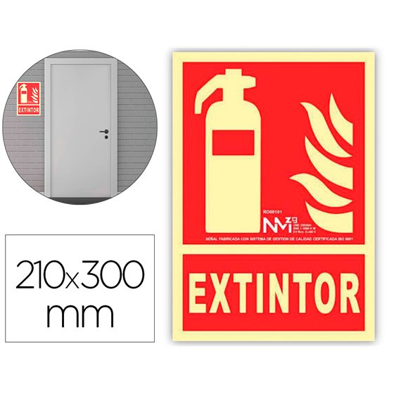 Pictograma Archivo 2000 Extintor Pvc Rojo Luminiscente 210X300 Mm