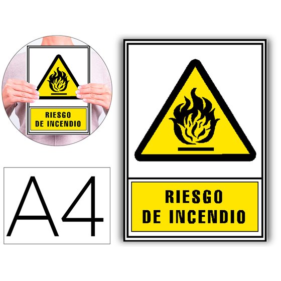 Pictograma Archivo 2000 Riesgo De Incendio Pvc Amarillo Luminiscente 210X297 Mm