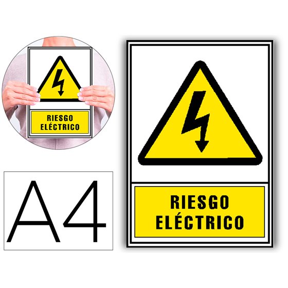 Pictograma Archivo 2000 Riesgo Electrico Pvc Amarillo Luminiscente 210X297 Mm