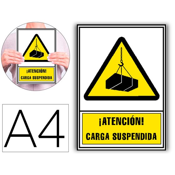 Pictograma Archivo 2000 Atencion Carga Suspendida Pvc Amarillo Luminiscente 210X297 Mm