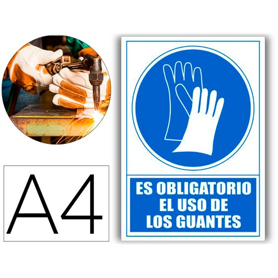 Pictograma Archivo 2000 Obligatorio Uso De Guantes Pvc Azul Luminiscente 210X297 Mm