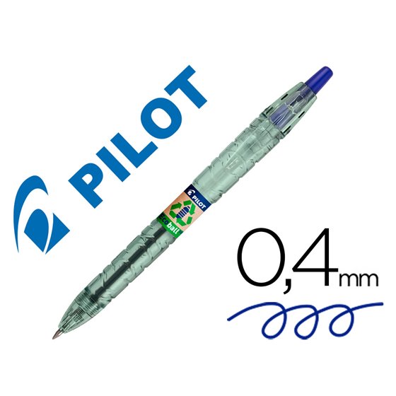 Boligrafo Pilot Ecoball Plastico Reciclado Tinta Aceite Punta De Bola 1 Mm Color Azul