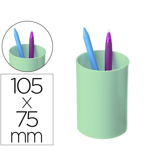 Cubilete Portalapices Archivo 2000 Verde Pastel Opaco Plastico 100% Reciclado Diametro 75 Mm Alto 105 Mm
