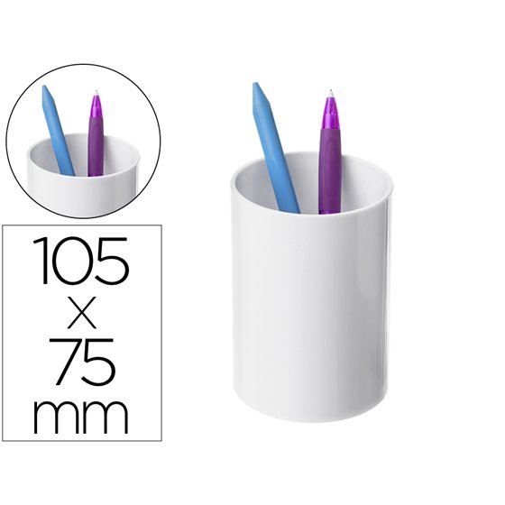 Cubilete Portalapices Archivo 2000 Blanco Pastel Opaco Plastico 100% Reciclado Diametro 75 Mm Alto 105 Mm