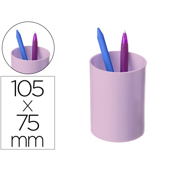 Cubilete Portalapices Archivo 2000 Rosa Pastel Opaco Plastico 100% Reciclado Diametro 75 Mm Alto 105 Mm