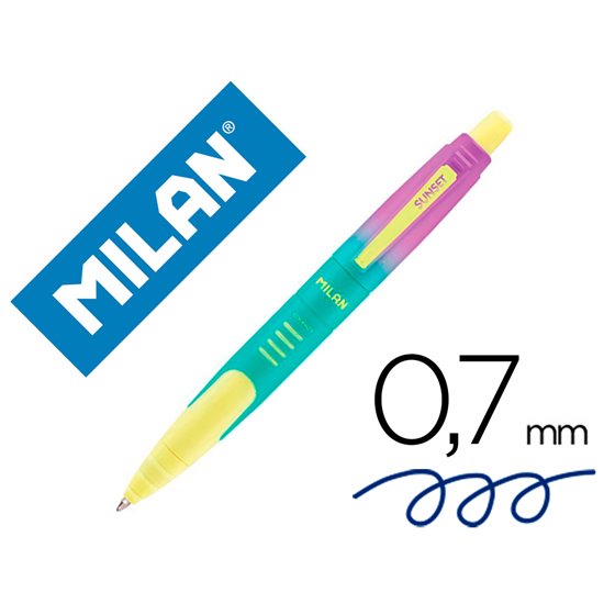 Boligrafo Milan Compact Sunset Retractil Tinta Azul Punta 1 Mm Colores Surtidos