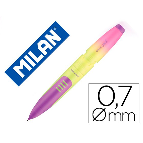 Portaminas Milan Compact Sunset 0,7 Mm Con Goma De Borrar Colores Surtidos
