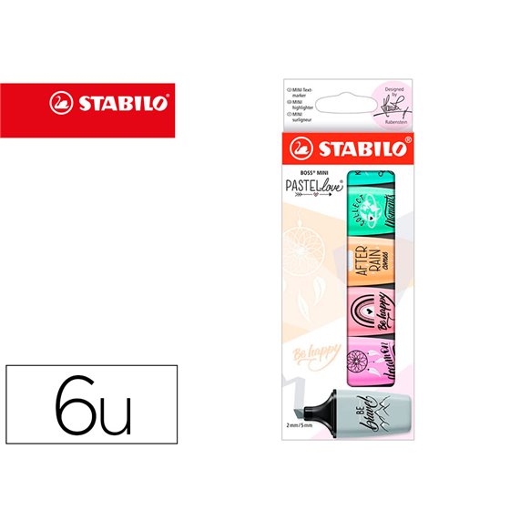 Rotulador Stabilo Boss Mini Pastel Love Estuche De 6 Unidades Colores Surtidos