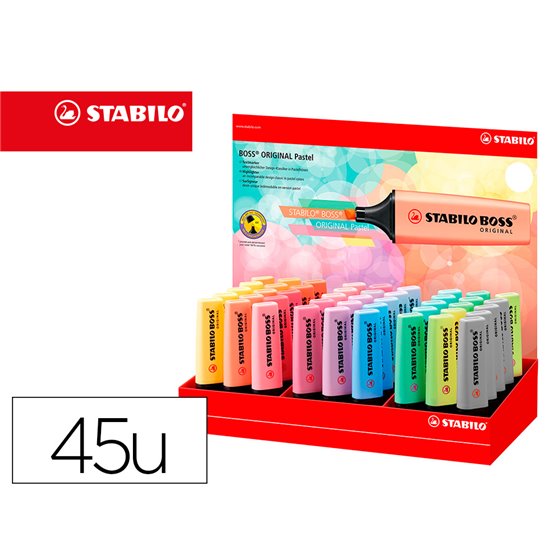 Rotulador Stabilo Boss Fluorescente 70 Pastel Expositor De 45 Unidades Colores Surtidos