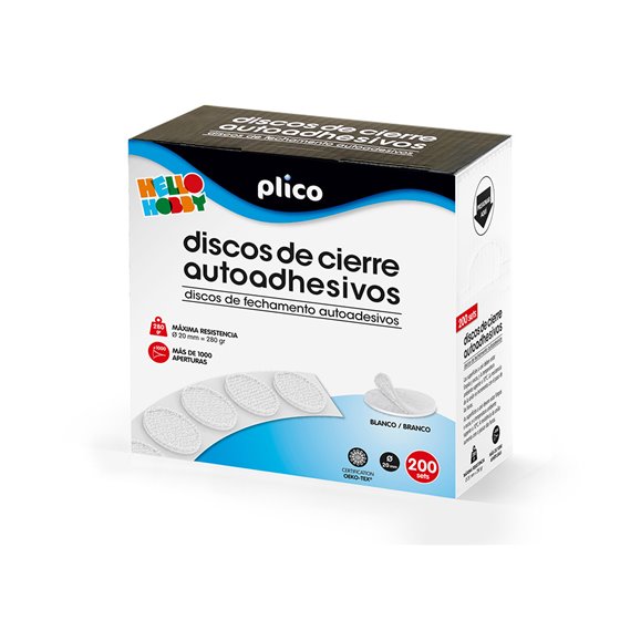Disco De Cierre Plico Velcro Autoadhesivo 20 Mm Diametro Color Blanco Caja De 200 Unidades