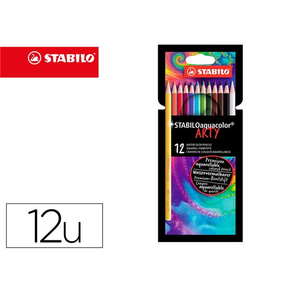 Lapices De Colores Stabilo Aquacolor Arty Line Acuarelables Estuche De Carton De 12 Unidades Colores