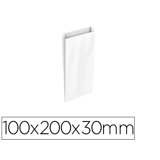 Sobre Papel Basika Celulosa Blanco Con Fuelle Xxs 100X200X30 Mm Paquete De 25 Unidades