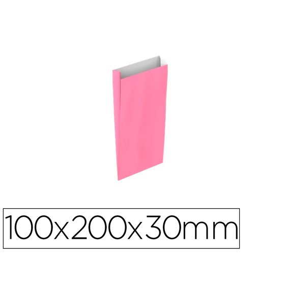 Sobre Papel Basika Celulosa Rosa Con Fuelle Xxs 100X200X30 Mm Paquete De 25 Unidades