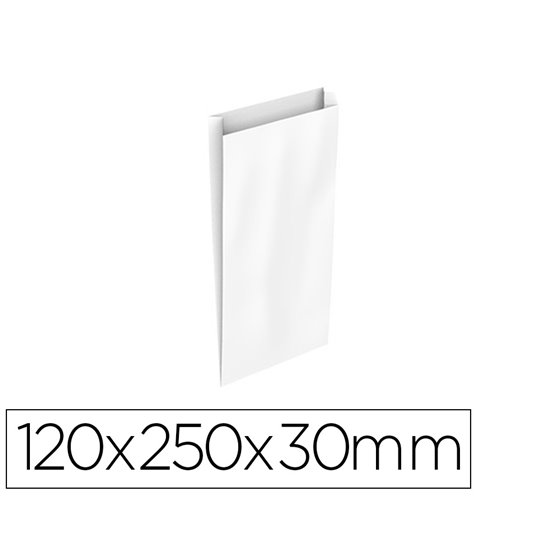Sobre Papel Basika Celulosa Blanco Con Fuelle Xs 120X250X30 Mm Paquete De 25 Unidades