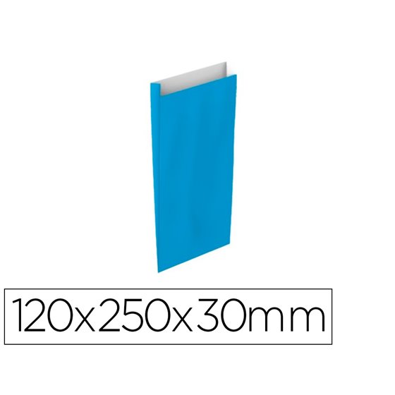 Sobre Papel Basika Celulosa Celeste Con Fuelle Xs 120X250X30 Mm Paquete De 25 Unidades