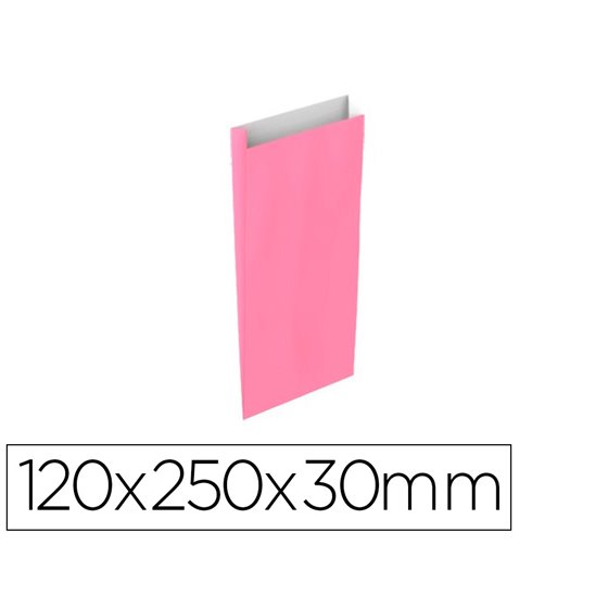 Sobre Papel Basika Celulosa Rosa Con Fuelle Xs 120X250X30 Mm Paquete De 25 Unidades