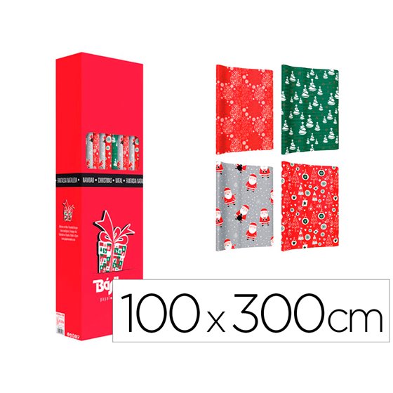 Papel De Regalo Basika Navidad Rollo Ancho 1 Mt Longitud 3 M Modelos Surtidos Gramaje 50 Gr
